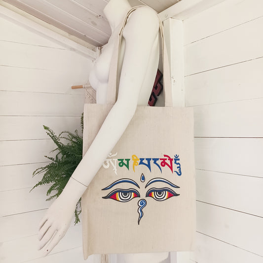 Buddha Eyes Cotton Tote Bag