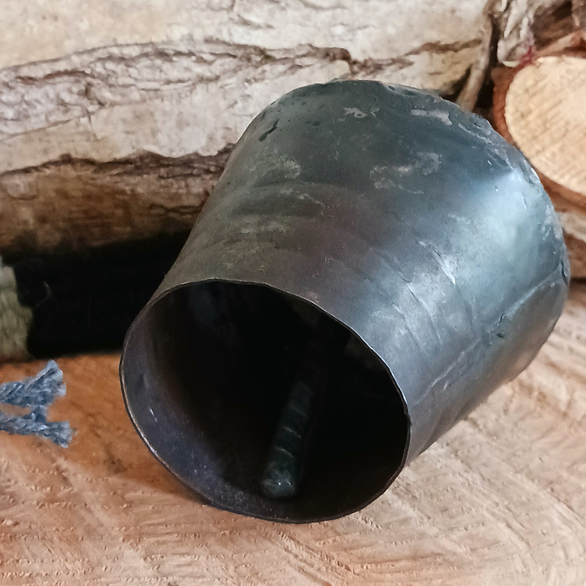 These traditionally designed yak bells come with a strong woolen neck strap for hanging. Traditionally these bells are hung around the necks of yaks in Nepal and Tibet so the animals can be located. Nowadays people use them as wind chimes as well. The bell produces a wonderfully unique crisp and clear sound.