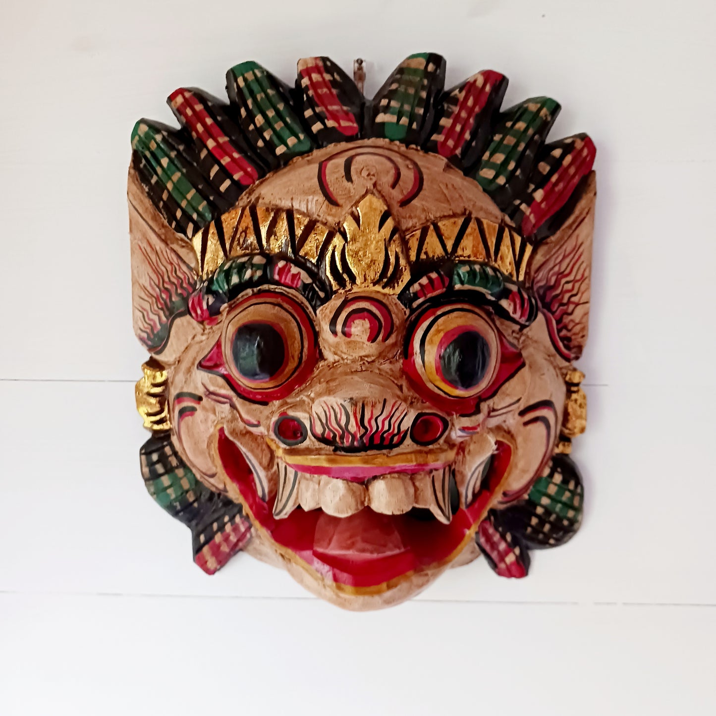 These intriguing masks have been hand carved by traditional artisans in Bali, Indonesia. The Raksassa mask is used in the traditional dance styles of Bali and can be literally translated as meaning "huge and strong" or simply "monster."