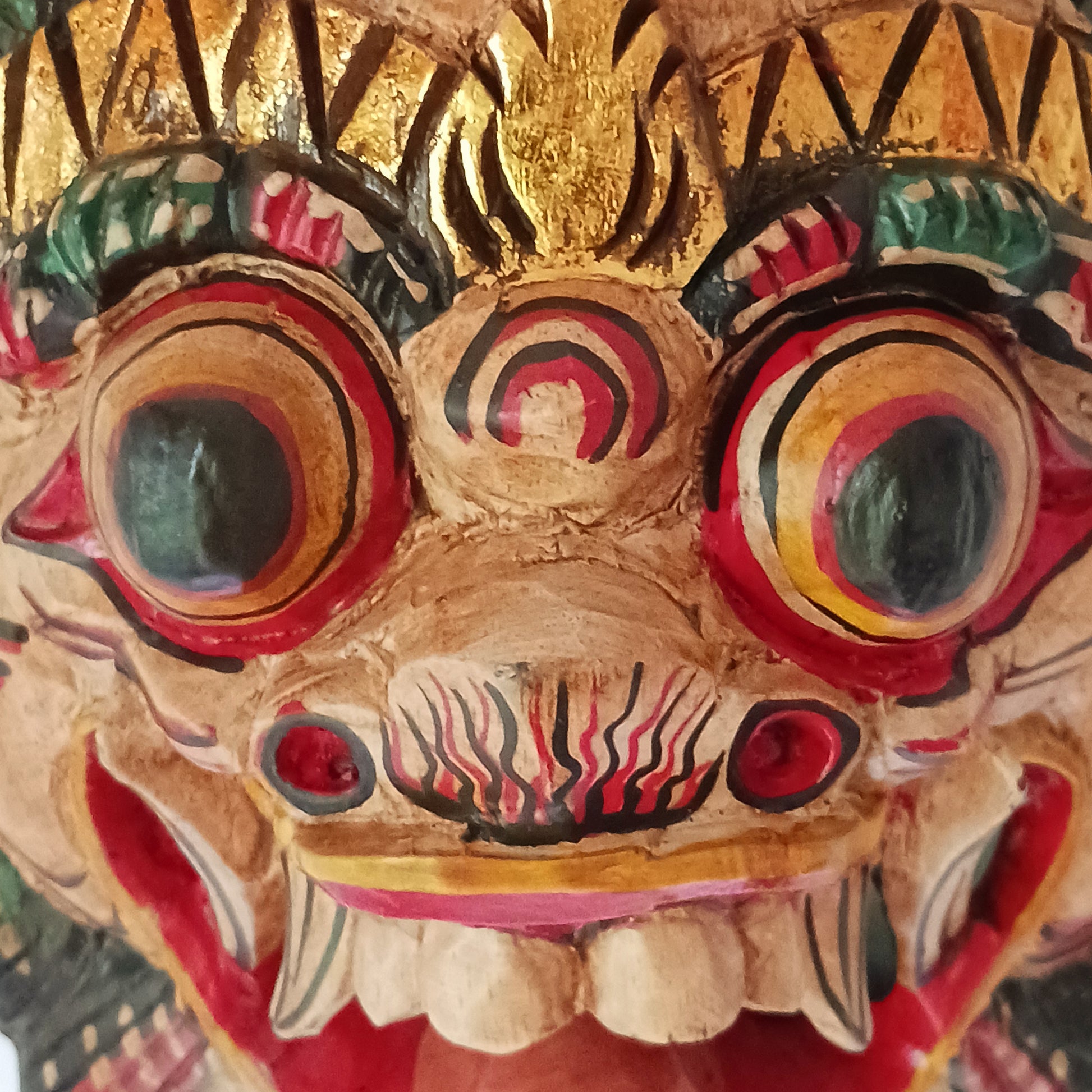 These intriguing masks have been hand carved by traditional artisans in Bali, Indonesia. The Raksassa mask is used in the traditional dance styles of Bali and can be literally translated as meaning "huge and strong" or simply "monster."