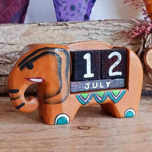 This fun, hand painted wooden calendar is perfect for your work or study space and makes a great desk-buddy too! Simply rotate the wooden blocks each day and use year after year.