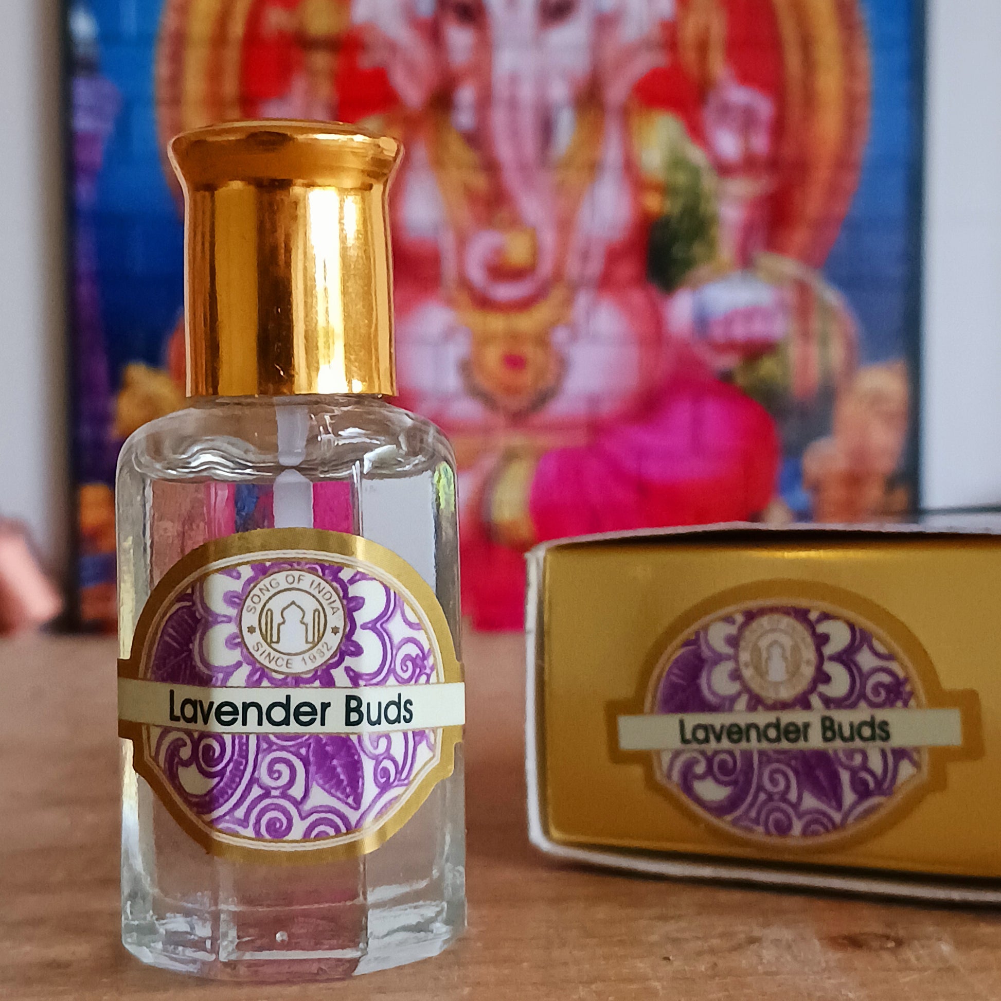 This Song of India Lavender Ayurveda Fragrance Oil is made with pure Essential Oils extracted from Lavender buds, flowers, leaves, roots and wood. As the aroma gets older it matures and becomes darker, thicker and even more pleasant in fragrance. A beautiful hand made gift that arrives wrapped and ready to receive.