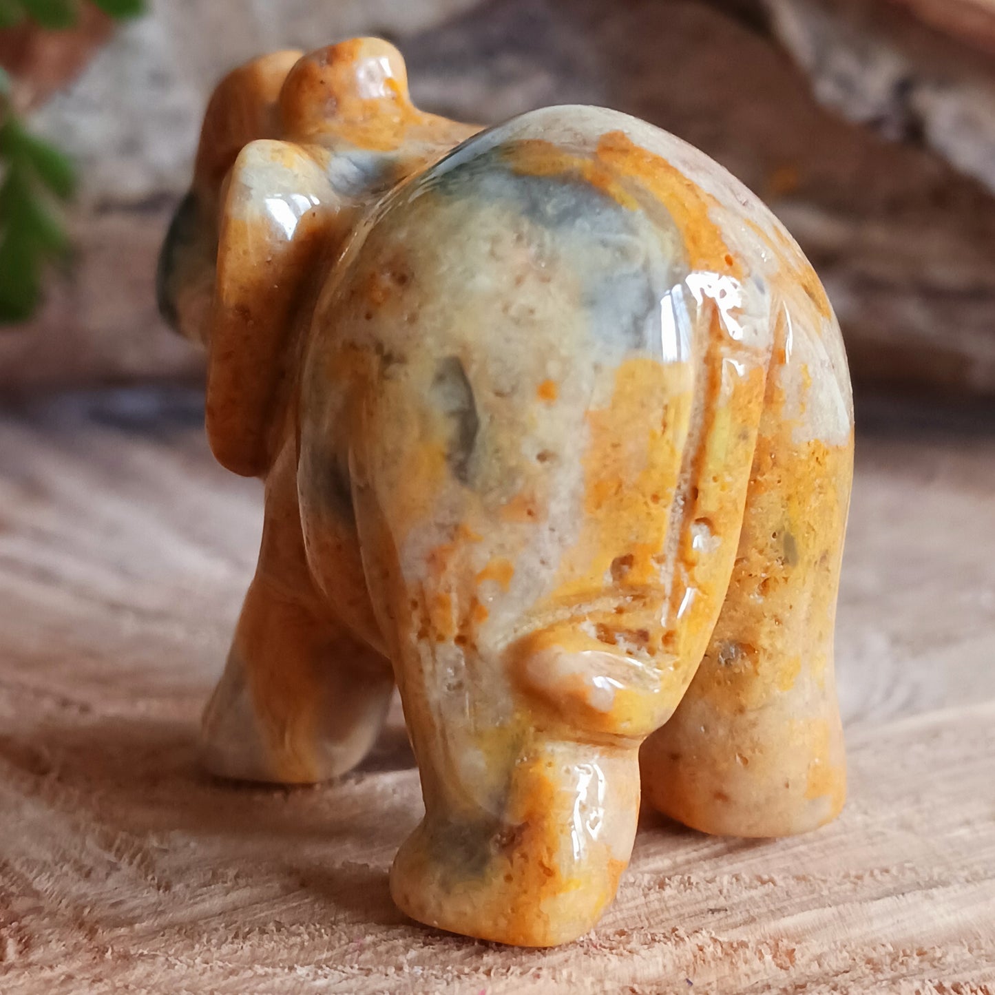 This lovely Gemstone Lucky Elephant has been meticulously handcarved from Crazy Lace Agate. Elephants symbolise wisdom, protection, and good fortune, and this charming figure seamlessly blends artistry with the Agate stone's natural, captivating beauty.