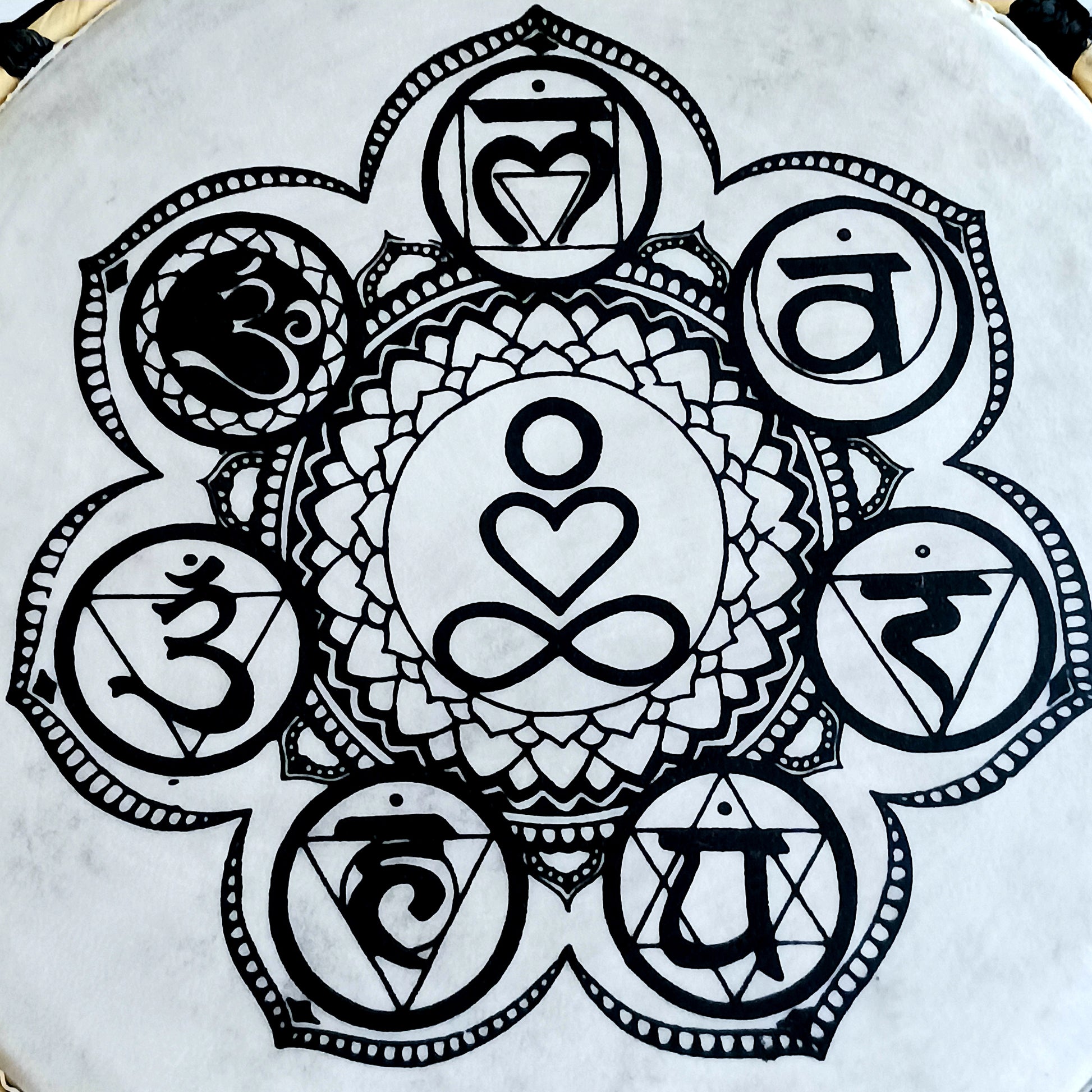 This Chakra Shamanic Drum is wonder that harmonises sight and sound. This captivating drum, complete with one stick, features a mesmerising Chakra design, inviting spiritual balance and tranquillity into your musical collection.