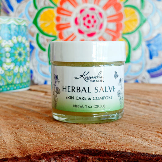 Certified Organic Herbal Healing Salve to use for wounds, rashes, itching and skin irritations.