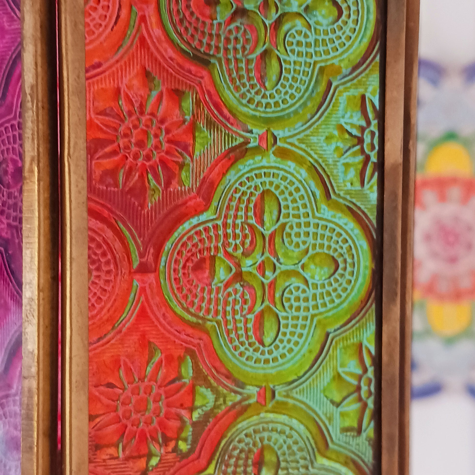 These stunning hanging tealight lanterns feature a rich combination of embossed coloured glass against intricate metal crafted design. Add a warming touch to evenings and enjoy the soothing ambience of natural light against lustrous colour. Super for entertaining inside or out, this gorgeous creation is sure to be a conversation booster!