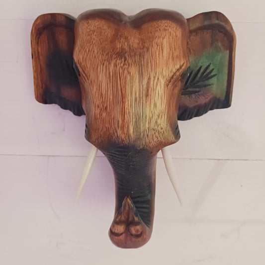 Hand Carved Elephant Head Wall Key | Coat Hanger