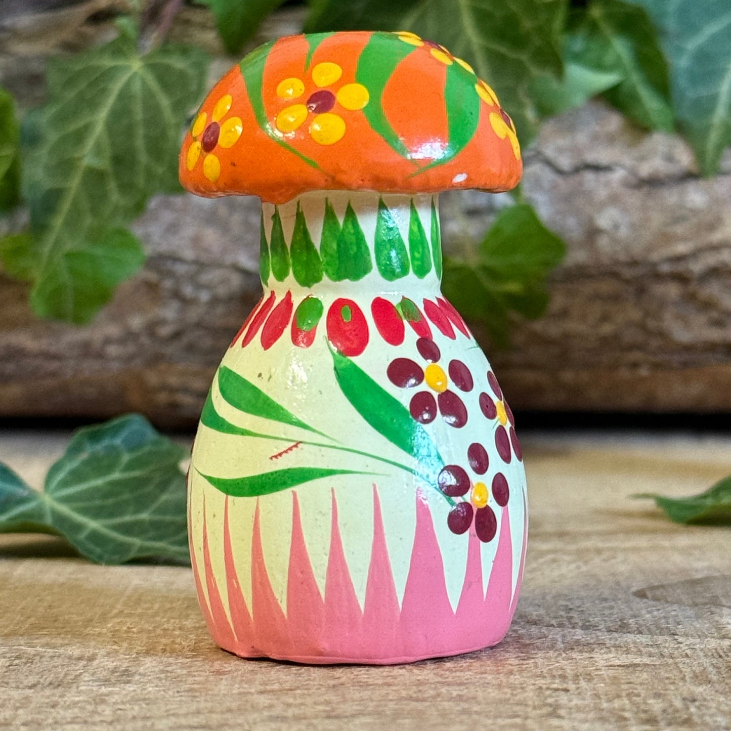Hand Painted Wooden Mushroom Ornament – Colourful Nature-Inspired Home Décor