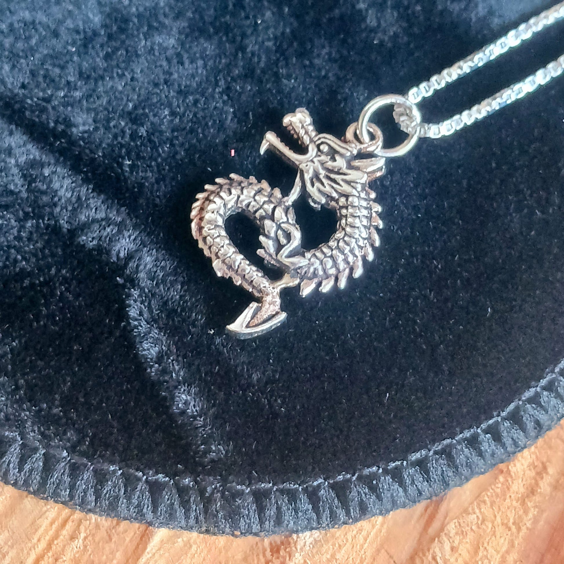 Sterling Silver Dragon Pendant on Silver Chain