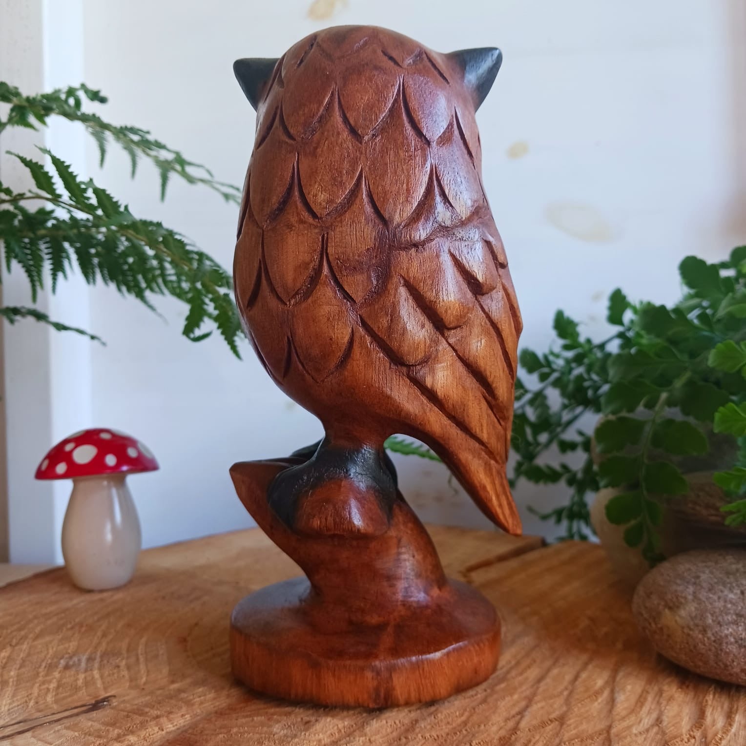 Wooden Hand Carved Owl