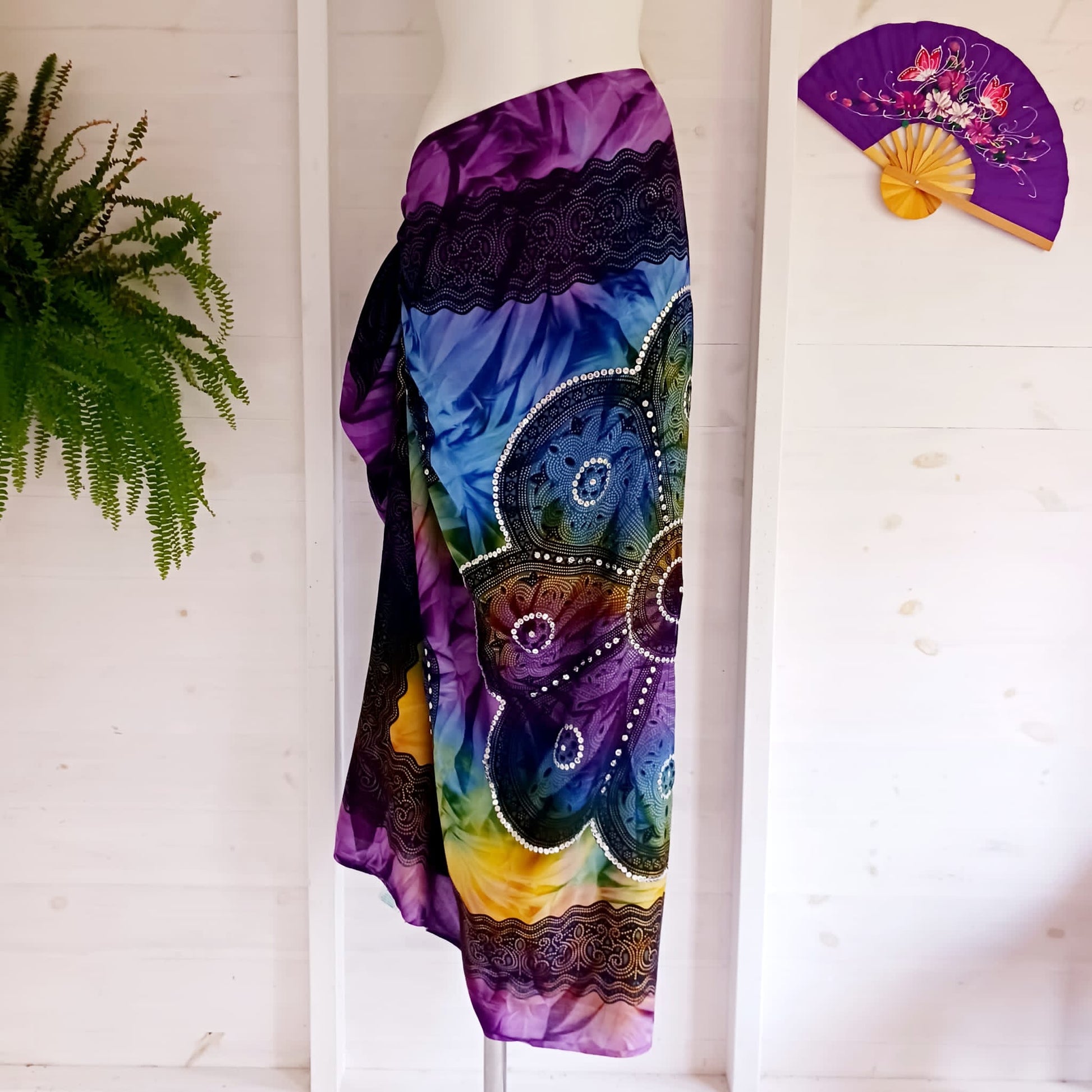 Tie Dye Padma Sarong | Beach Wrap Purple Blue Yellow