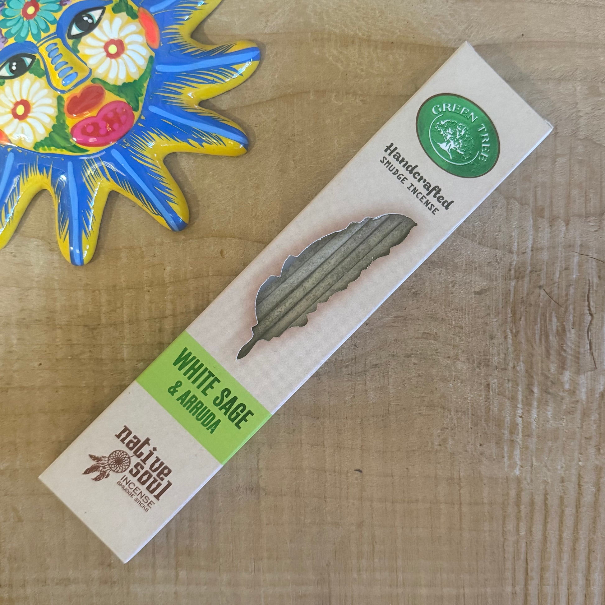 Native Soul Smudge White Sage & Arruda incense by Green Tree. Vegan masala incense for cleansing, protection, and spiritual balance.