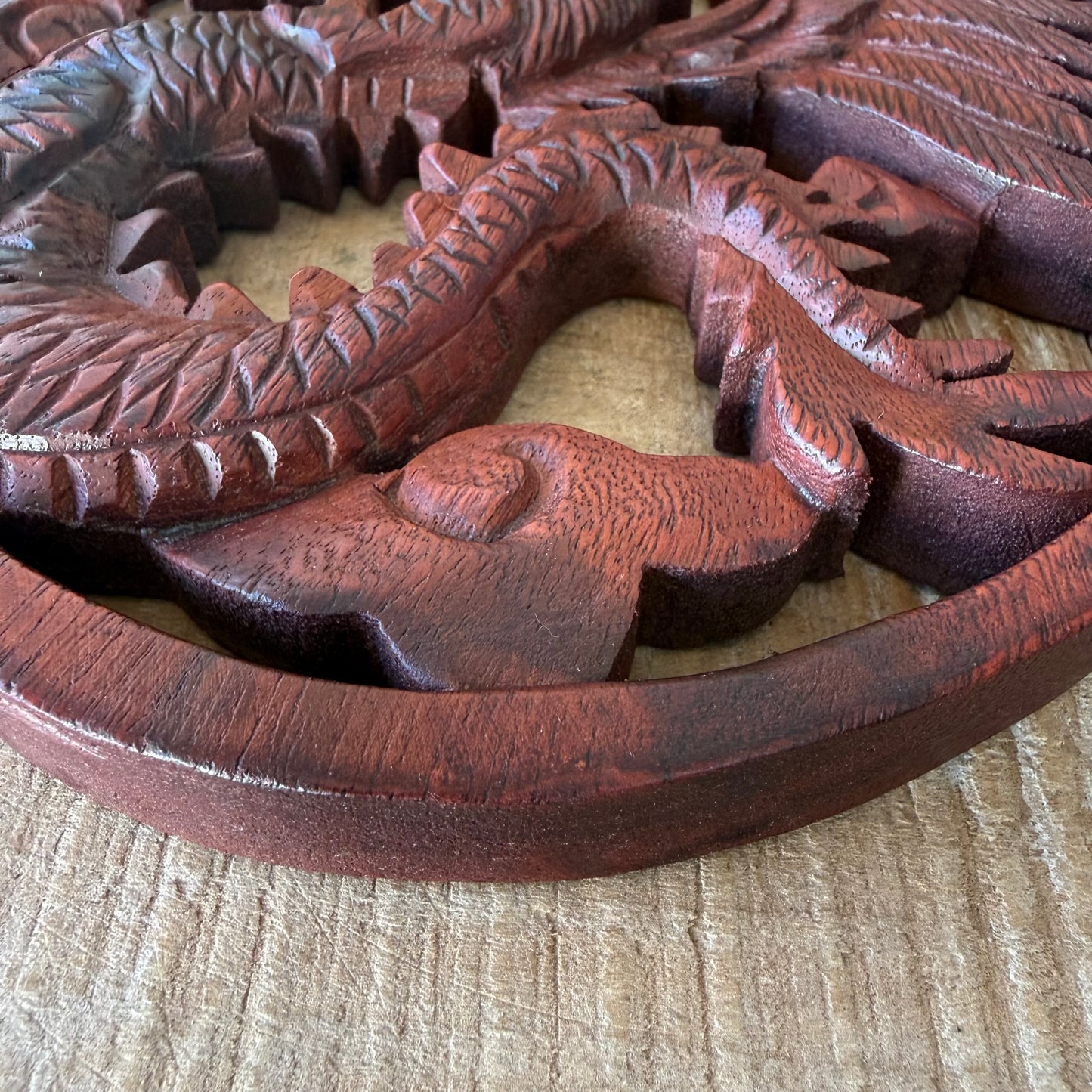 Hand Carved Wooden Dragon Plaque Wall Art – Fair Trade Indonesian Dragon Decor