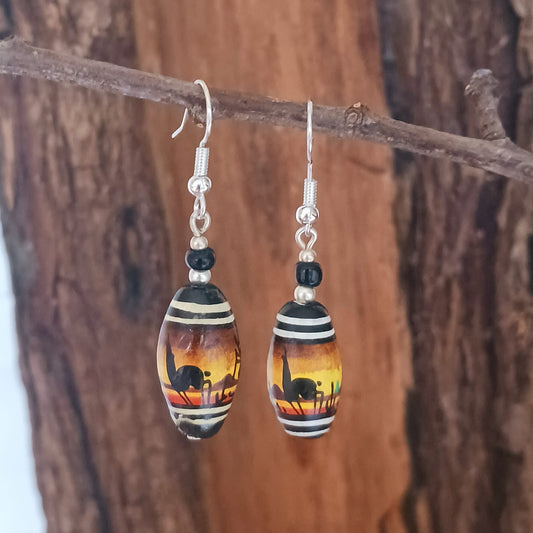 Sunset Lama Earrings with silver plated hooks