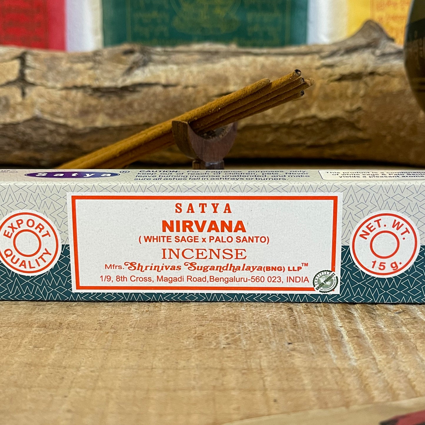 Satya Earth Nirvana - A balancing scent combining the powerful properties of white sage with the stress-relieving qualities of palo santo.