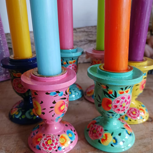 Hand Painted Kashmiri Candle Holders