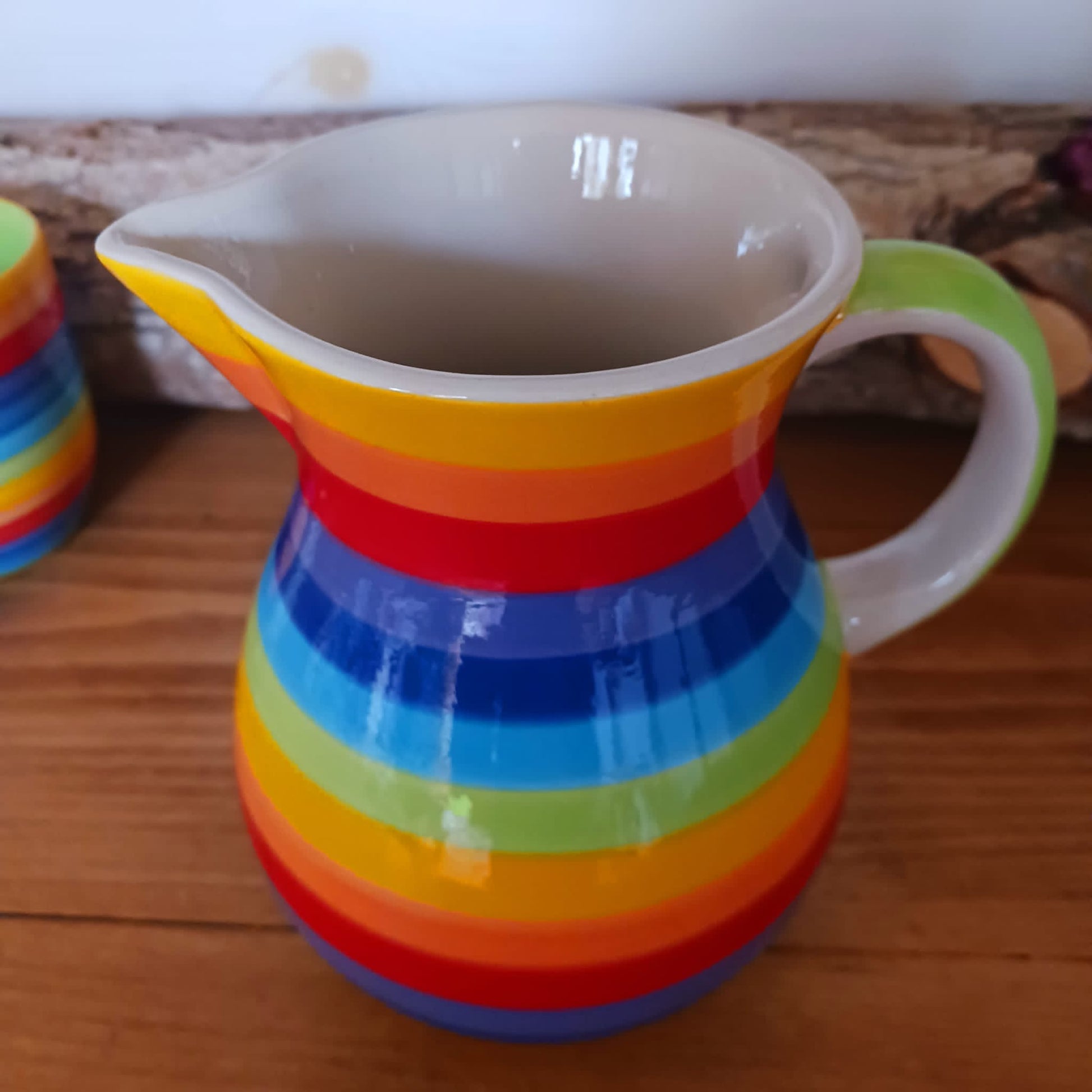 Hand Painted Rainbow Stripe Large Jug 980ml (approx.)