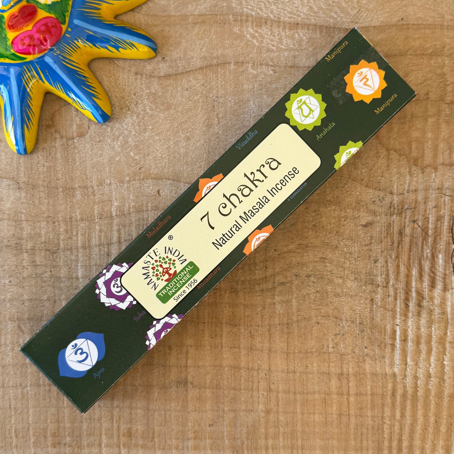 Namaste Mandala 7 Chakra incense. Masala incense for meditation, chakra balance, yoga and spiritual wellbeing.