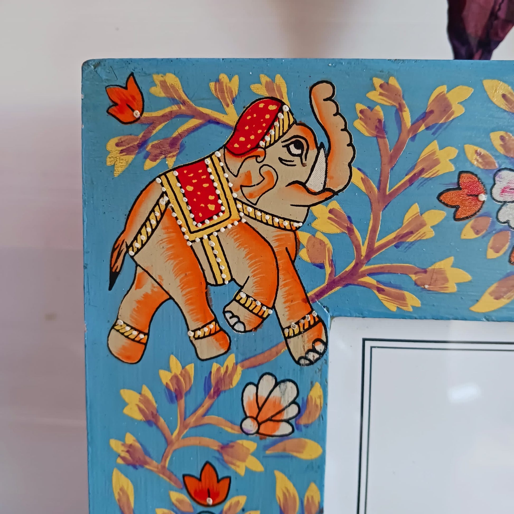 Jayan Elephant Hand Painted Indian Photo Frame