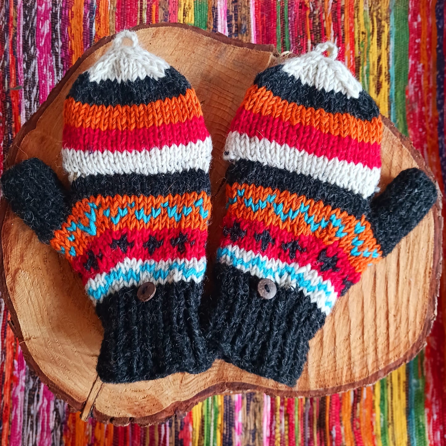 Nepalese Fleece Lined Hunter Gloves | Merino wool | handmade in Nepal