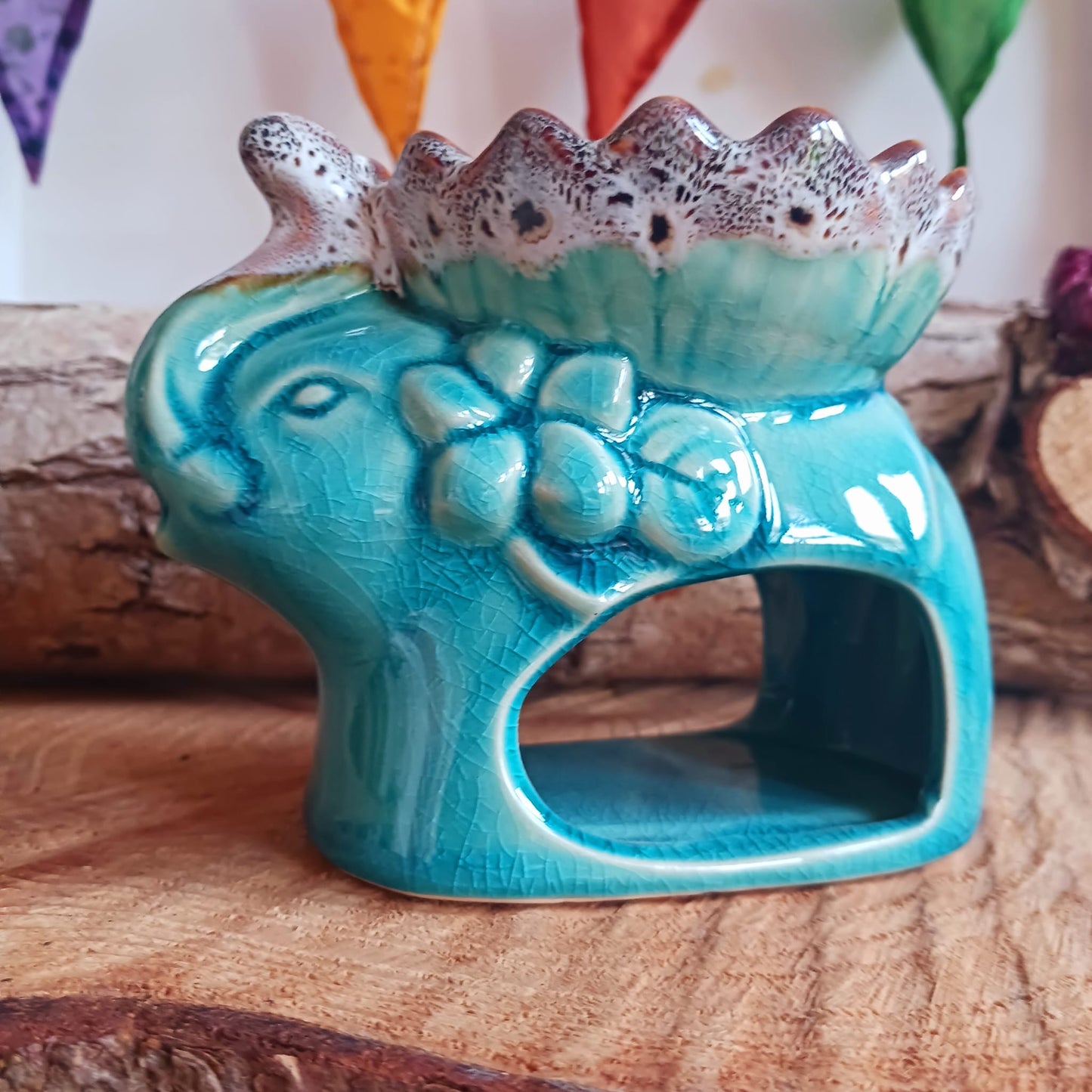 Turquoise Ceramic Elephant Essential Oil & Wax Burner