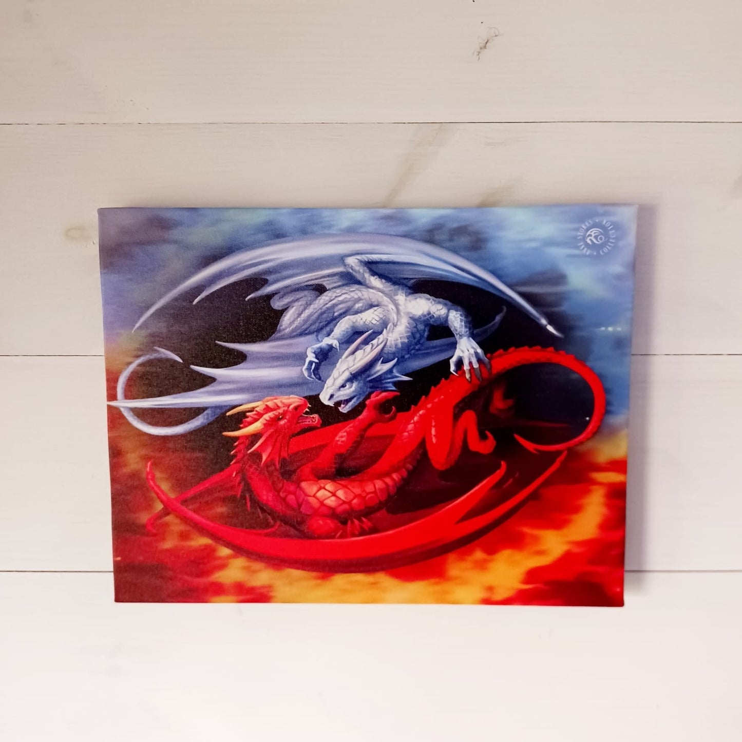 Fire and Ice Dragons | Canvass Plaque by Anne Stokes