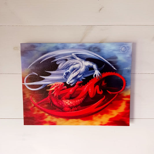 Fire and Ice Dragons | Canvass Plaque by Anne Stokes