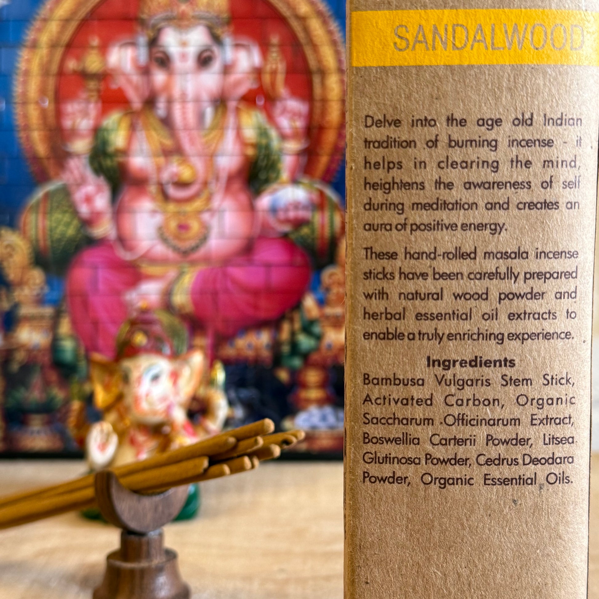 Song of India Organic incense Sandalwood

Experience the scent of luxury with Organic Goodness Sandalwood incense. Made in India, this rich, woody aroma is found in premium perfumes. 12 x 15g sticks.