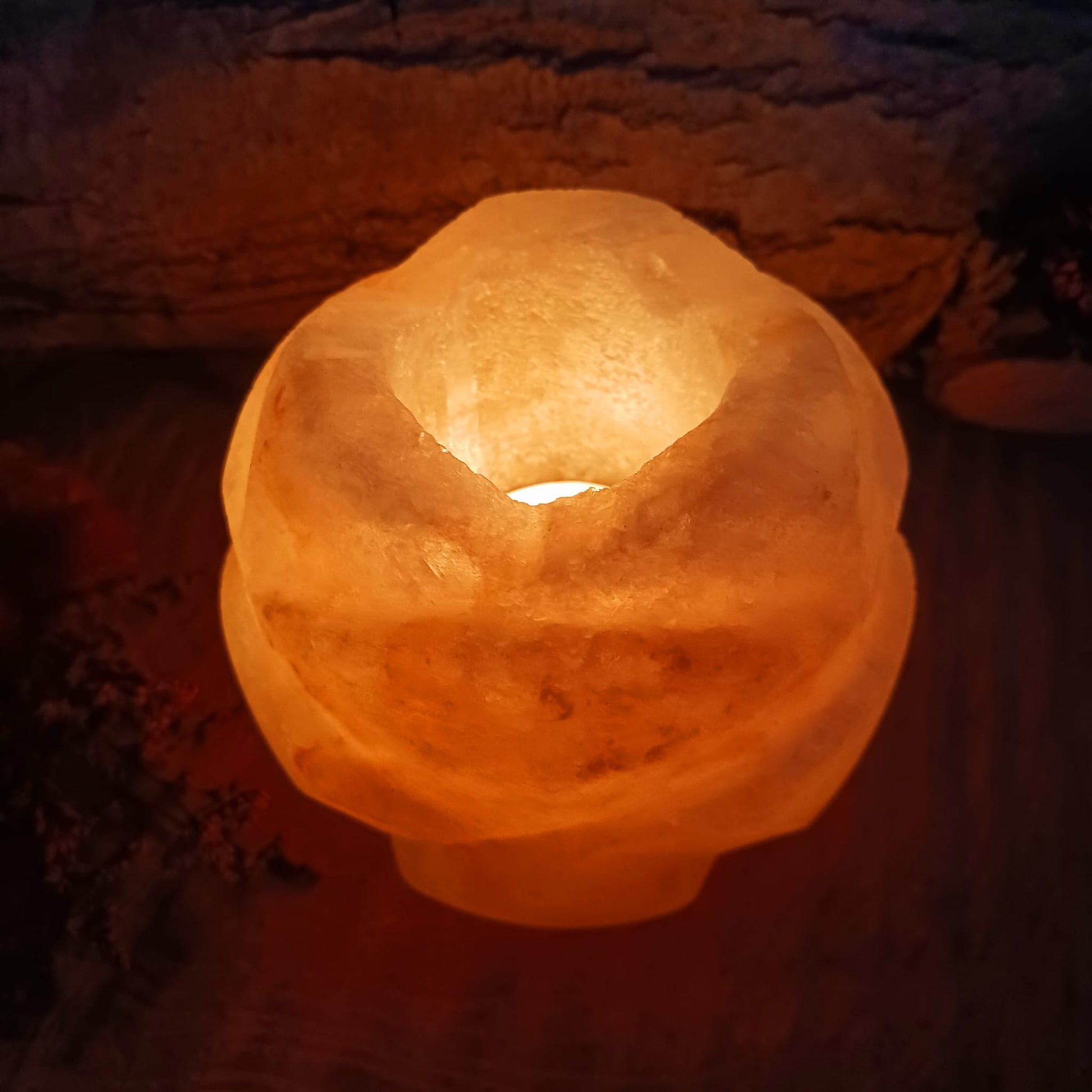 Himalayan Lotus Flower Salt Tealight Candle Holder