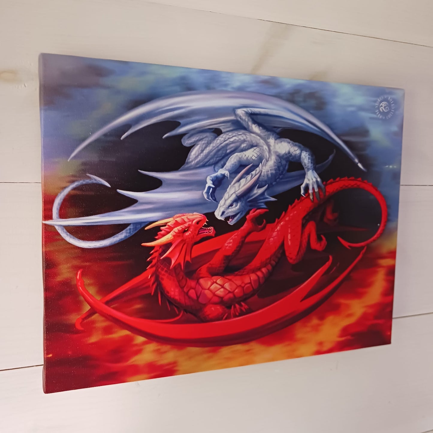 Fire and Ice Dragons | Canvass Plaque by Anne Stokes