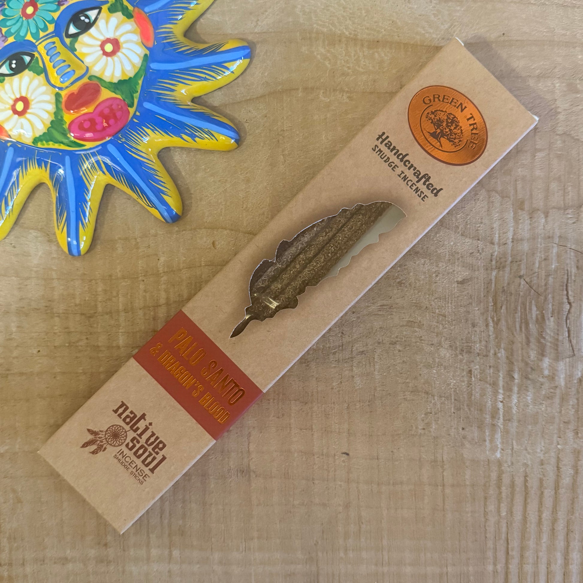 Native Soul Smudge Palo Santo & Dragon’s Blood incense by Green Tree. Vegan masala incense for purification, energy clearing, and spiritual rituals.