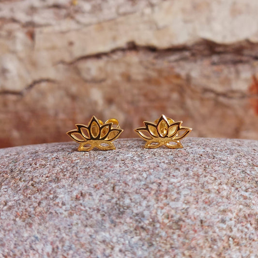 Lotus Flower Gold Plated | 925 Sterling Silver Ear Studs