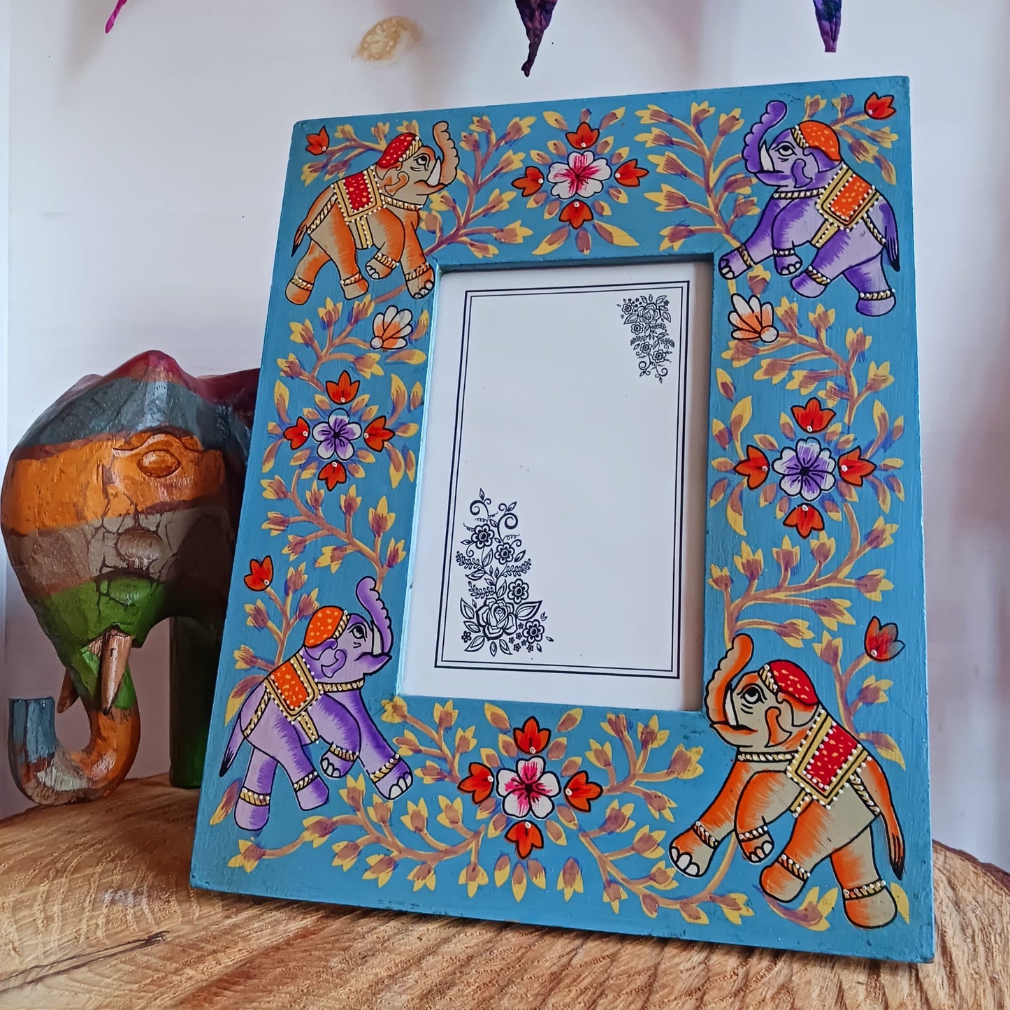 Jayan Elephant Hand Painted Indian Photo Frame