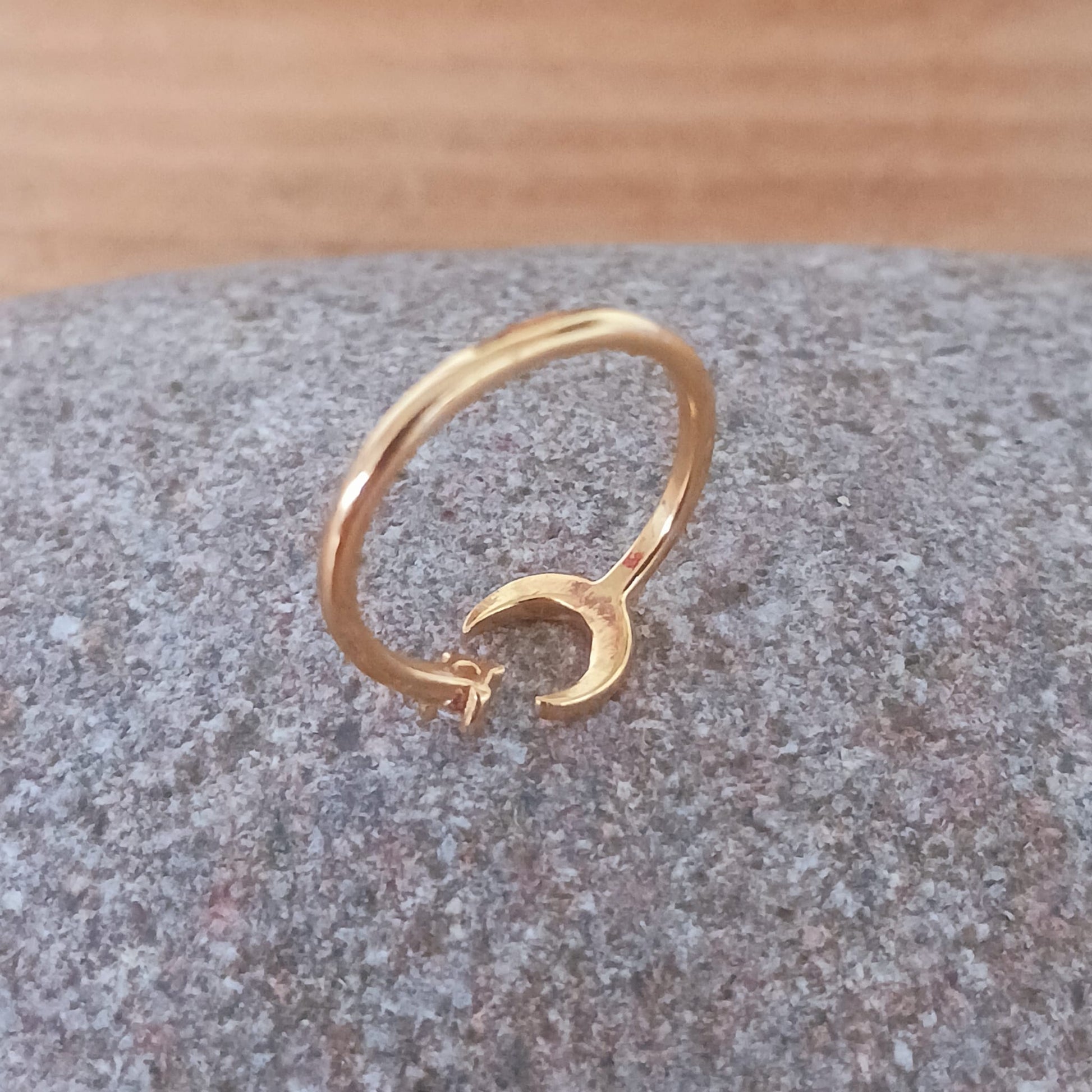 Toe Ring Moon and Star | Gold Plated solid Silver adjustable Toe ring