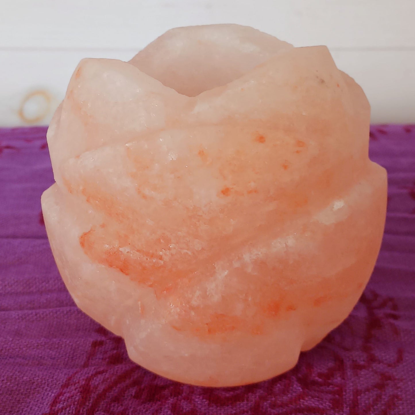 Himalayan Lotus Flower Salt Tealight Candle Holder