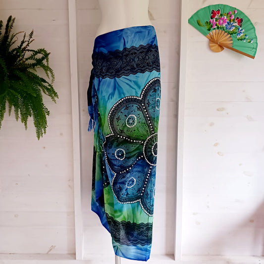 Tie Dye Padma Sarong | Beach Wrap Blue Green