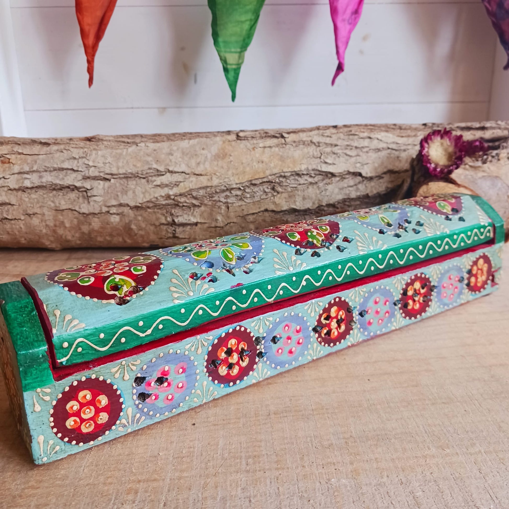 Indian Hand Painted Incense Burner Box