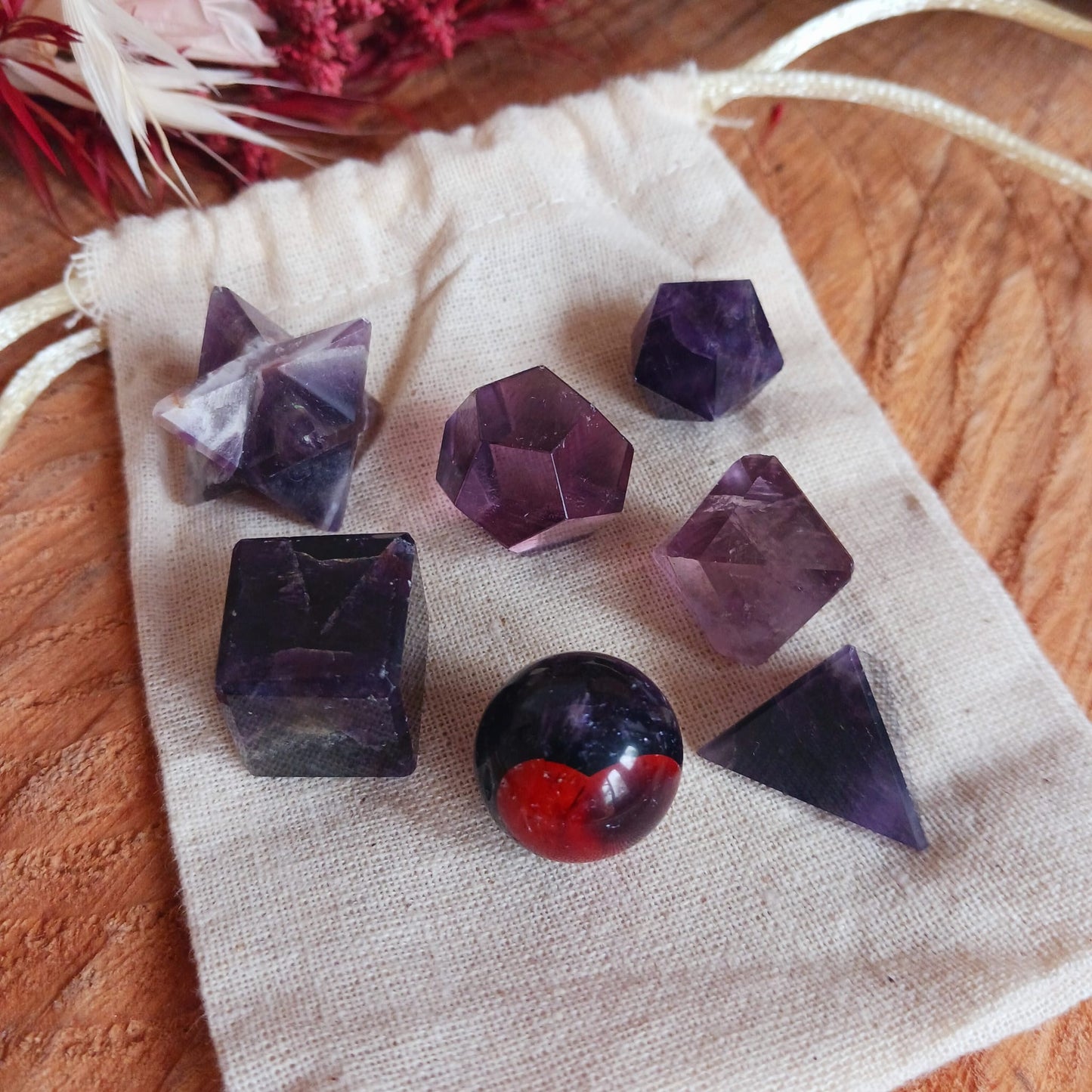 Amethyst Sacred Geometry | 7-piece Crystal Set