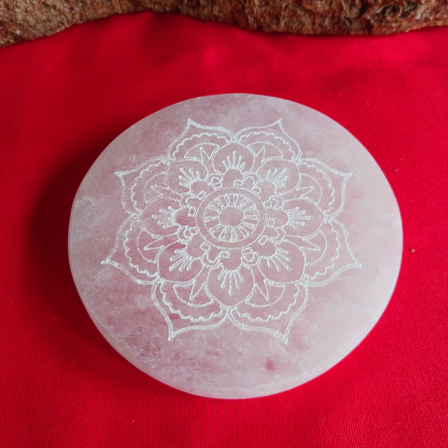 Crystal Charging Plate with Mandala Design and 6 Apophyllite Crystal Set