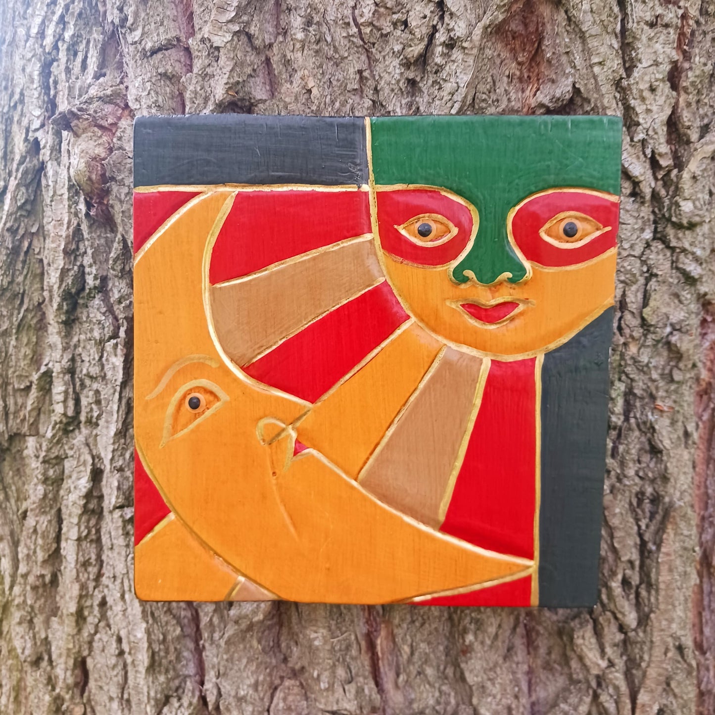 Sun & Moon Faces Wall Plaque