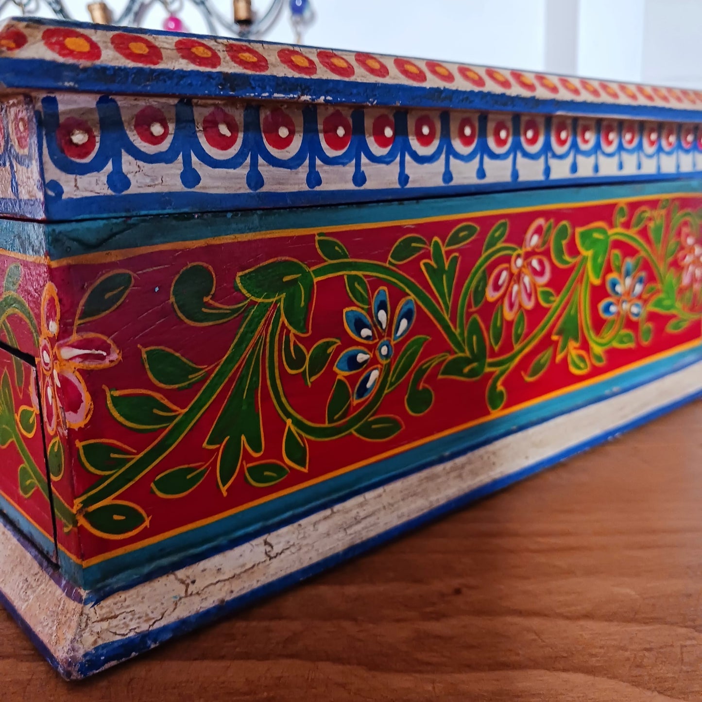 Wooden Peacock Design Indian Hand Painted Jewellery Box