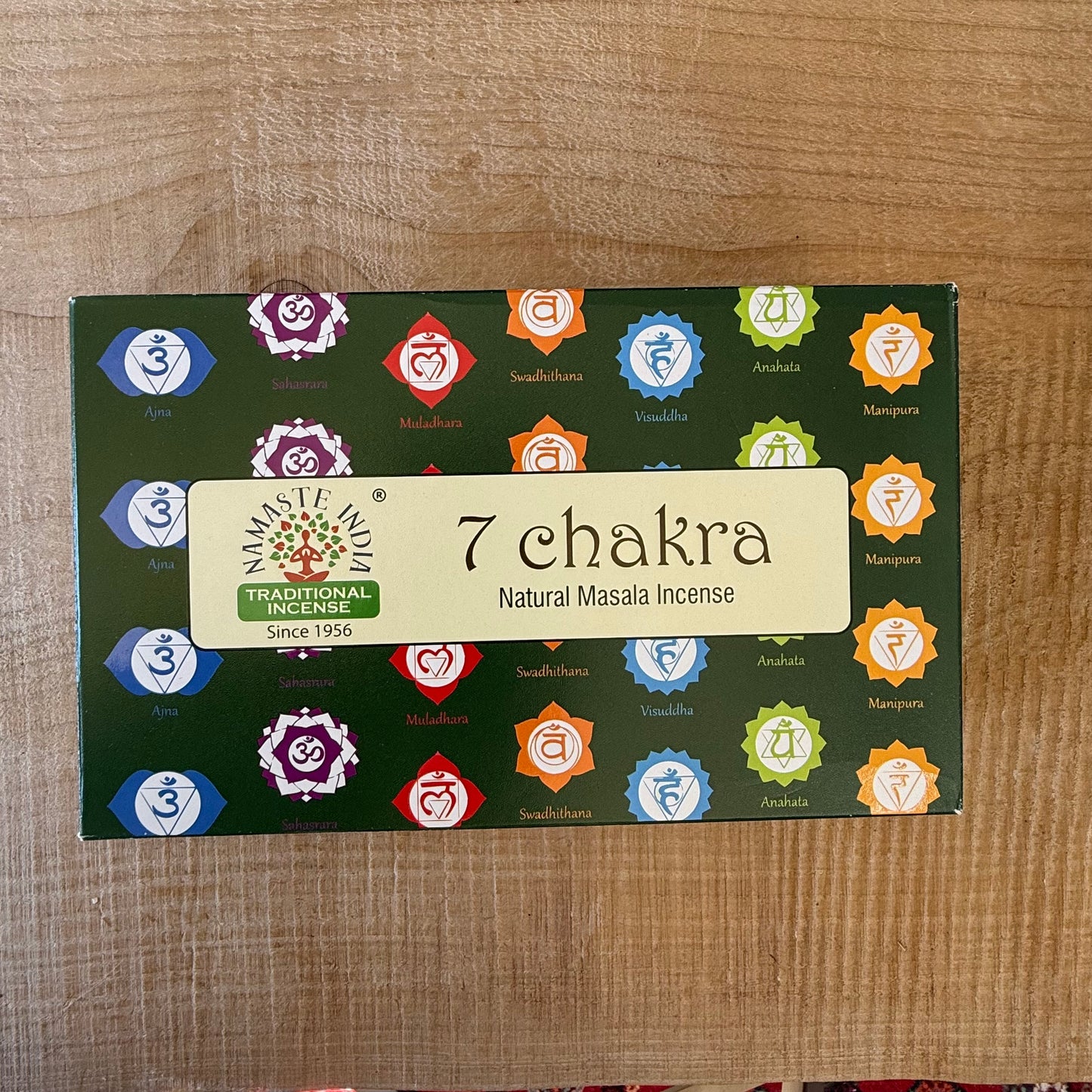 Namaste Mandala 7 Chakra incense. Masala incense for meditation, chakra balance, yoga and spiritual wellbeing.