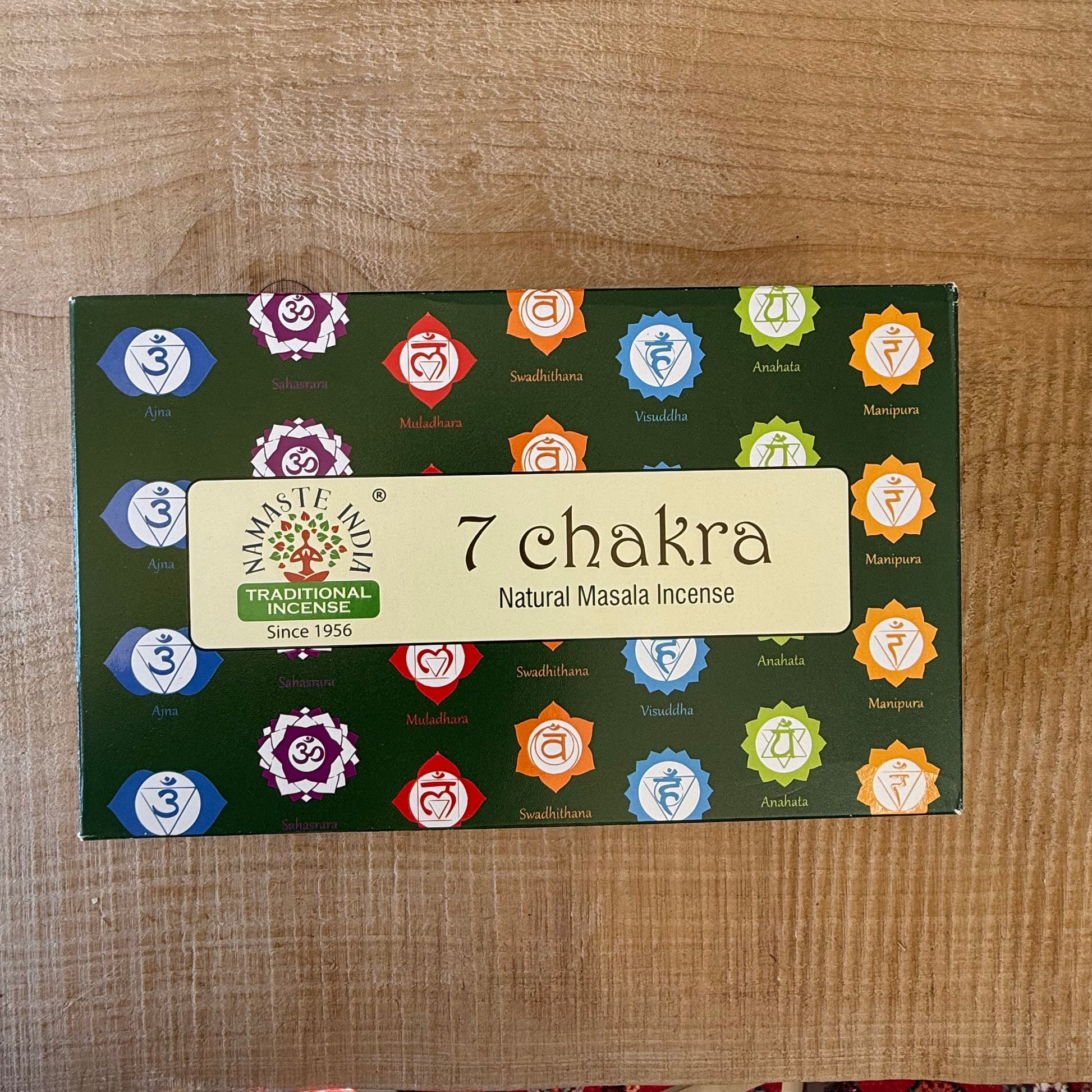 Namaste Mandala 7 Chakra incense. Masala incense for meditation, chakra balance, yoga and spiritual wellbeing.