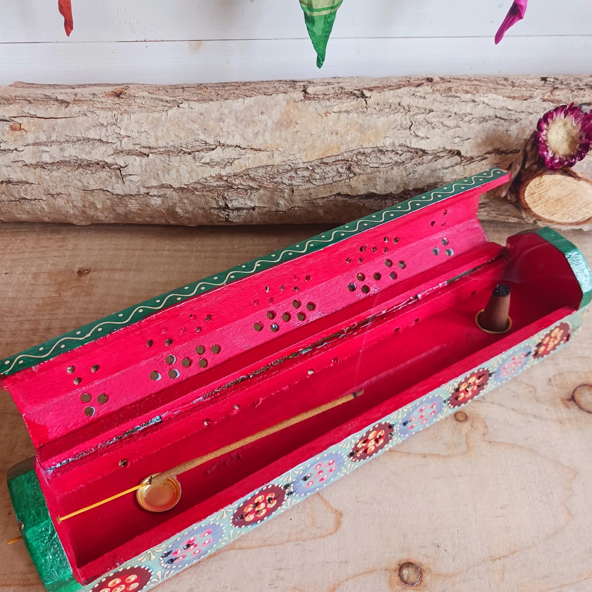 Indian Hand Painted Incense Burner Box