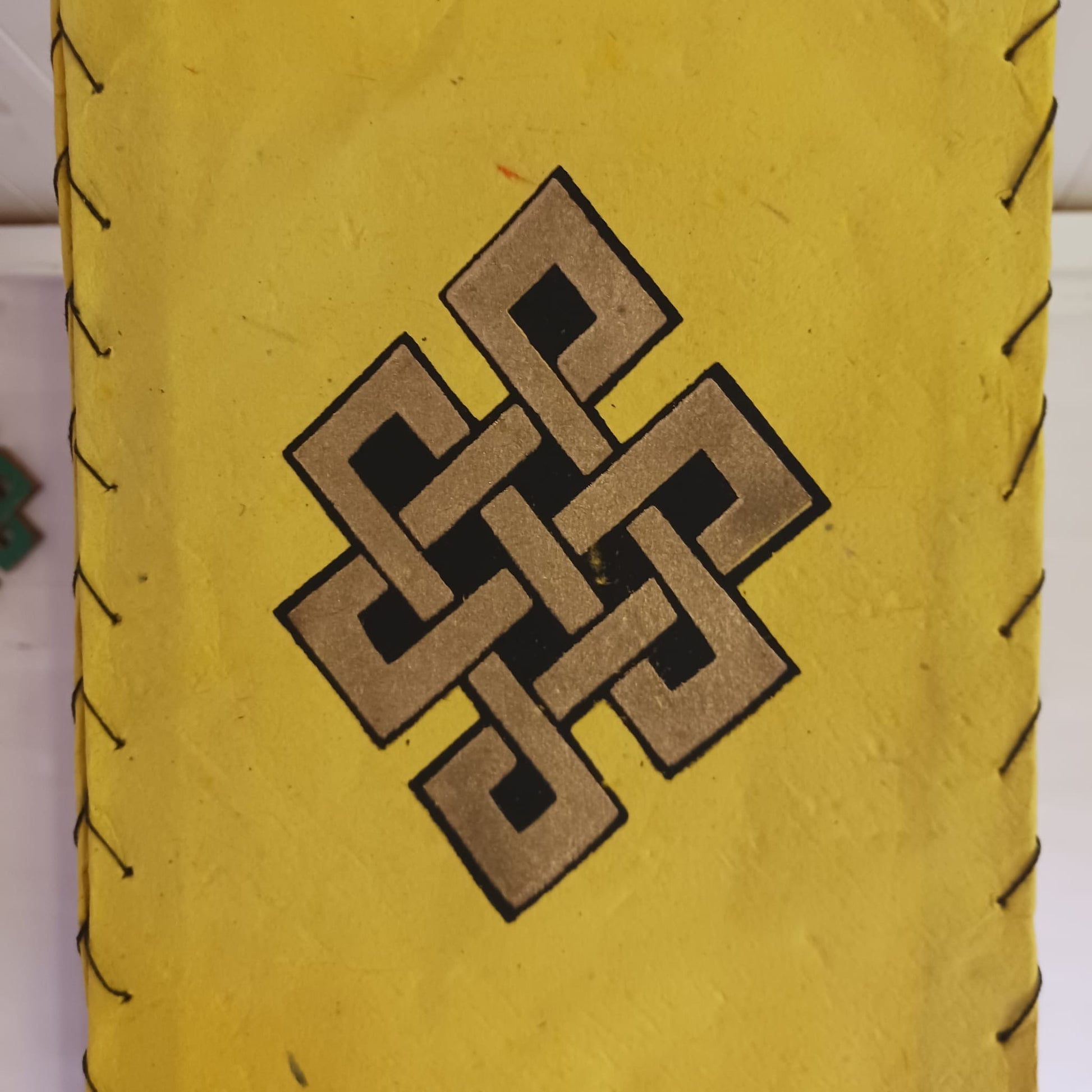 Lokta Paper Nepalese Lampshade | Endless Knot Yellow