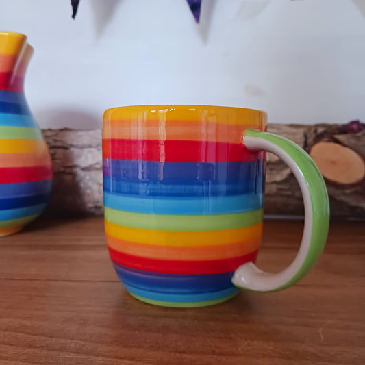 Hand Painted Rainbow Stripe Mug 284ml (approx.)