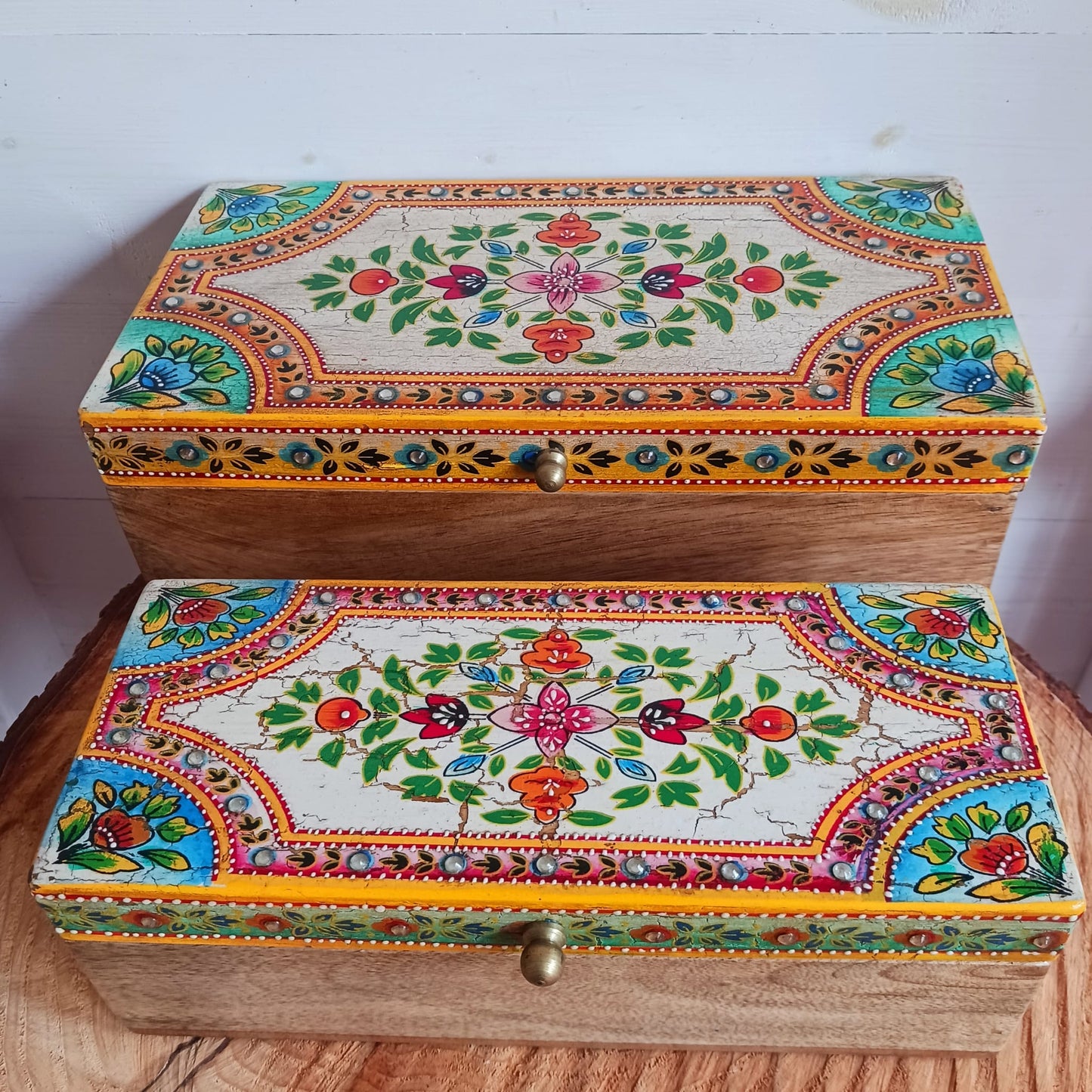 Zaha Hand Painted Indian Jewellery | Trinket boxes | Set Of 2