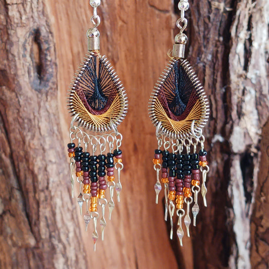 Peruvian Peacock Bead Earrings Silver Plated Hooks