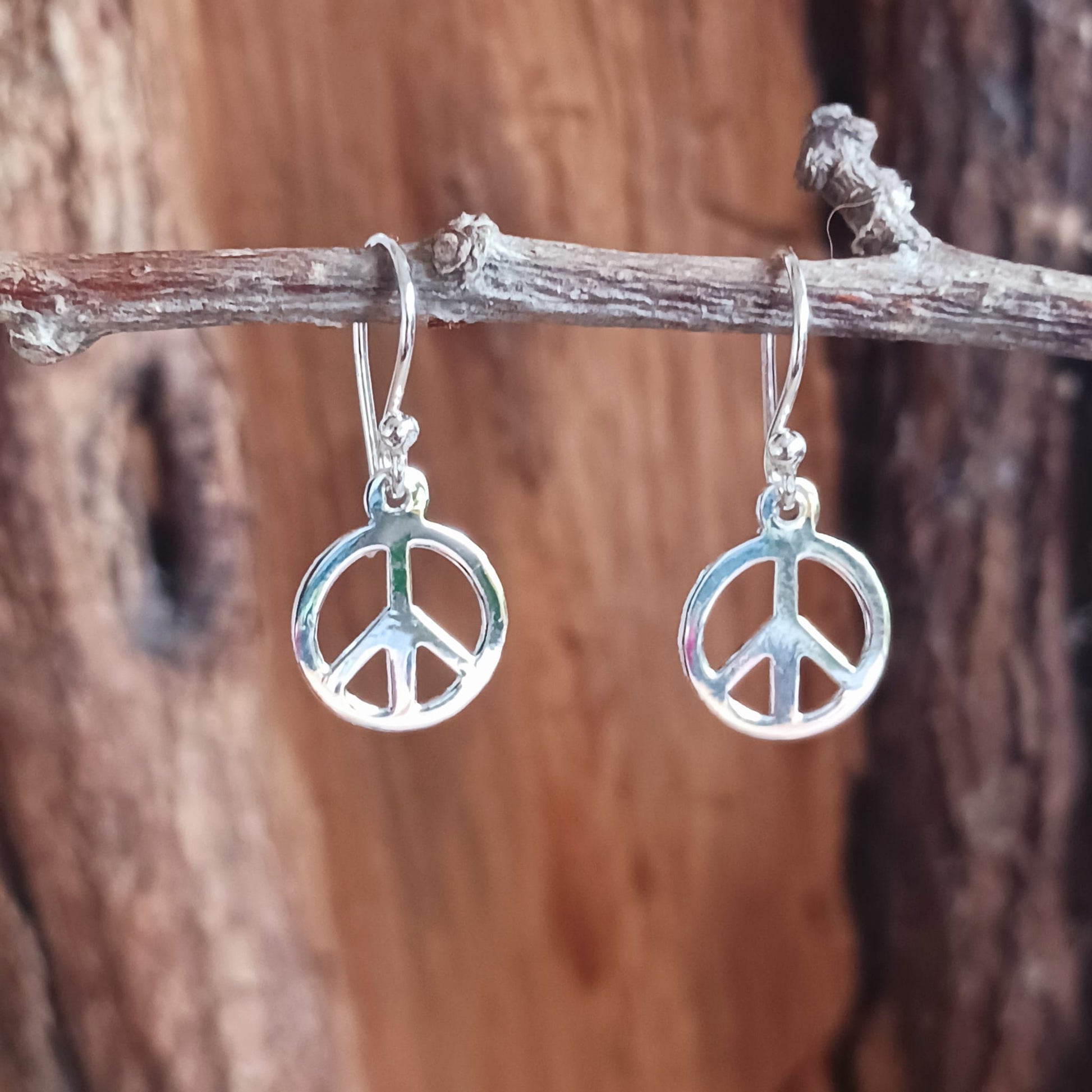 925 Silver Peace Sign Earrings