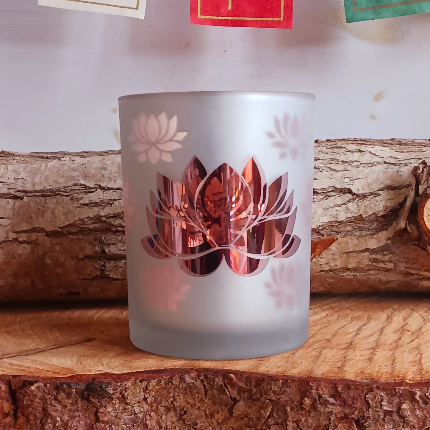 Frosted Pink Lotus Candle | Tealight Holder